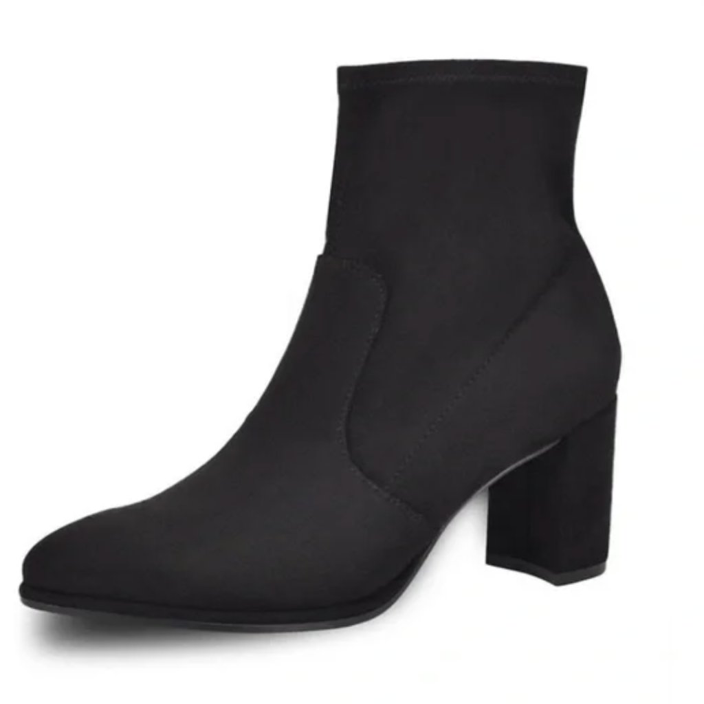 Nine West Women’s Black Suede Side Zip Luella Block Heel Ankle Boots 8m